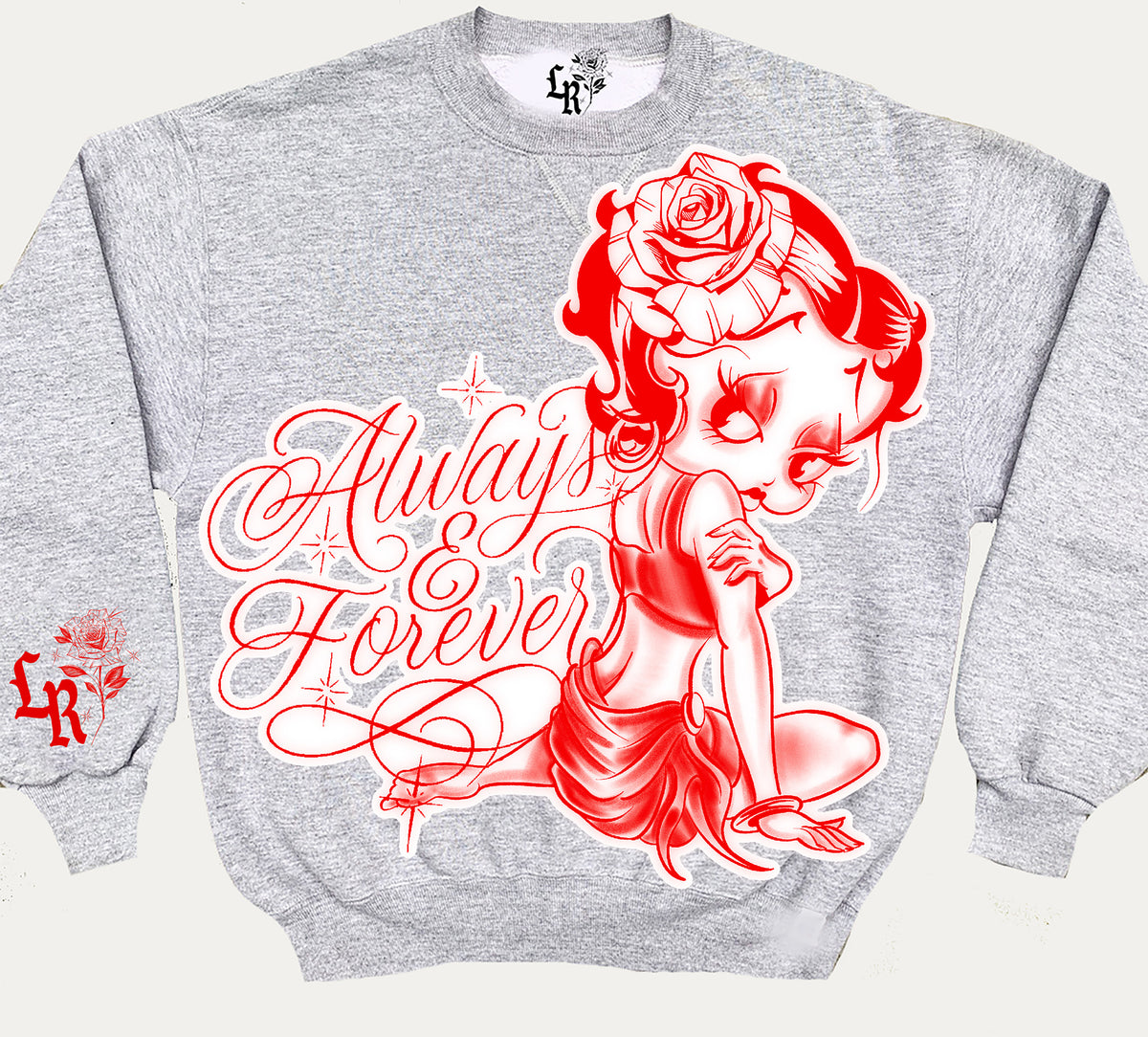 Limited Edition 'ALWAYS ON MY MIND' Pen & Ink  Fleece Crewneck (GRAY/RED)