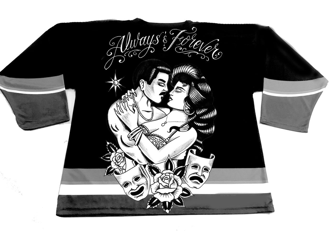 Limited Edition 'Always & Forever' Pen & Ink Cut & Sew Long Sleeve Hockey Jersey (Black)
