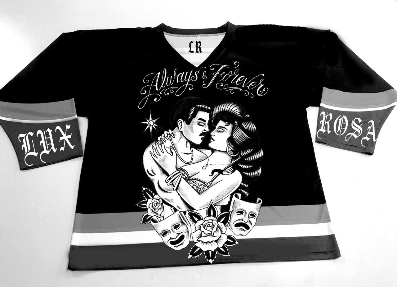 Limited Edition 'Always & Forever' Pen & Ink Cut & Sew Long Sleeve Hockey Jersey (Black)