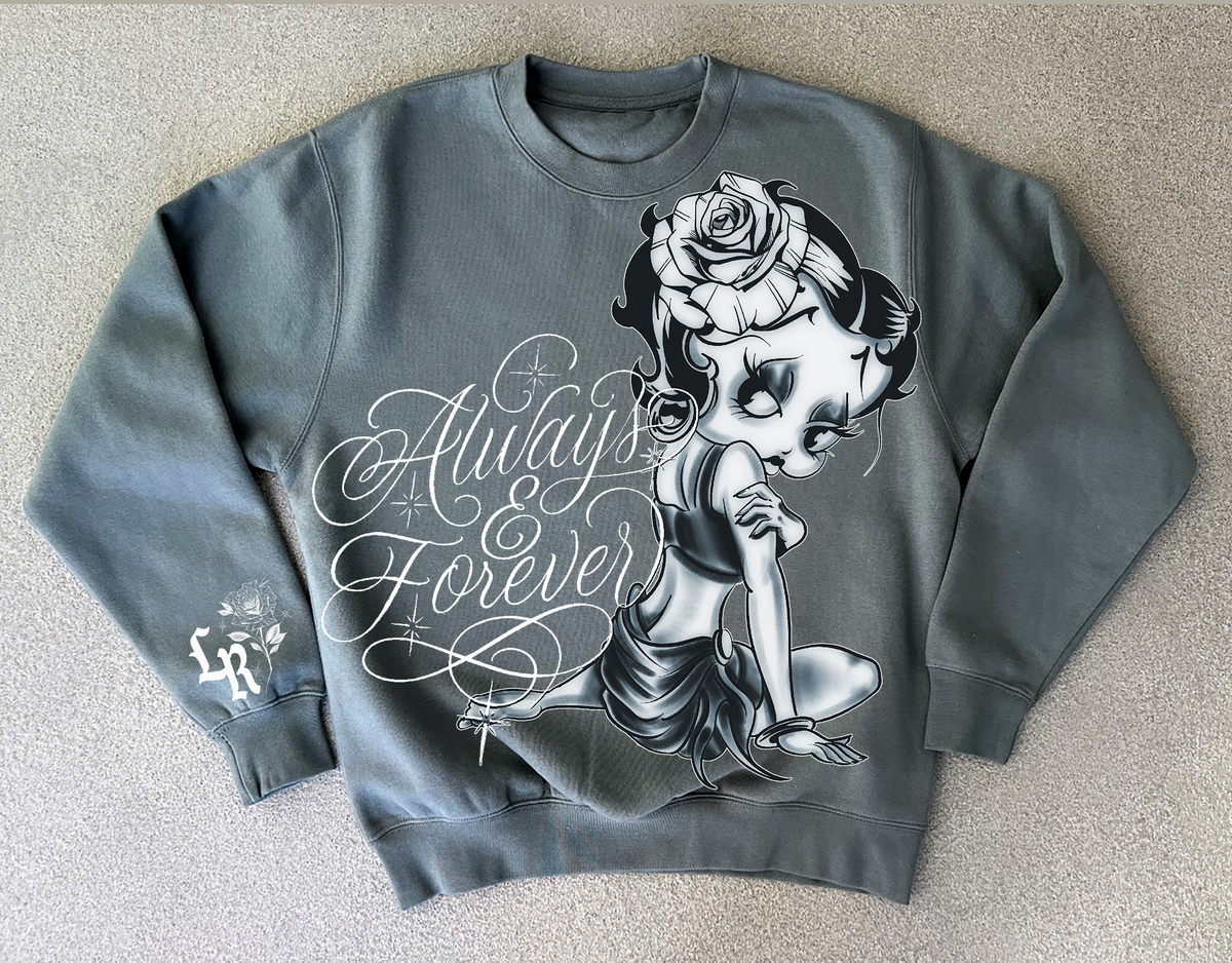 Limited Edition 'ALWAYS ON MY MIND' Pen & Ink Ultra Premium Fleece Crewneck (SPACE GRAY)