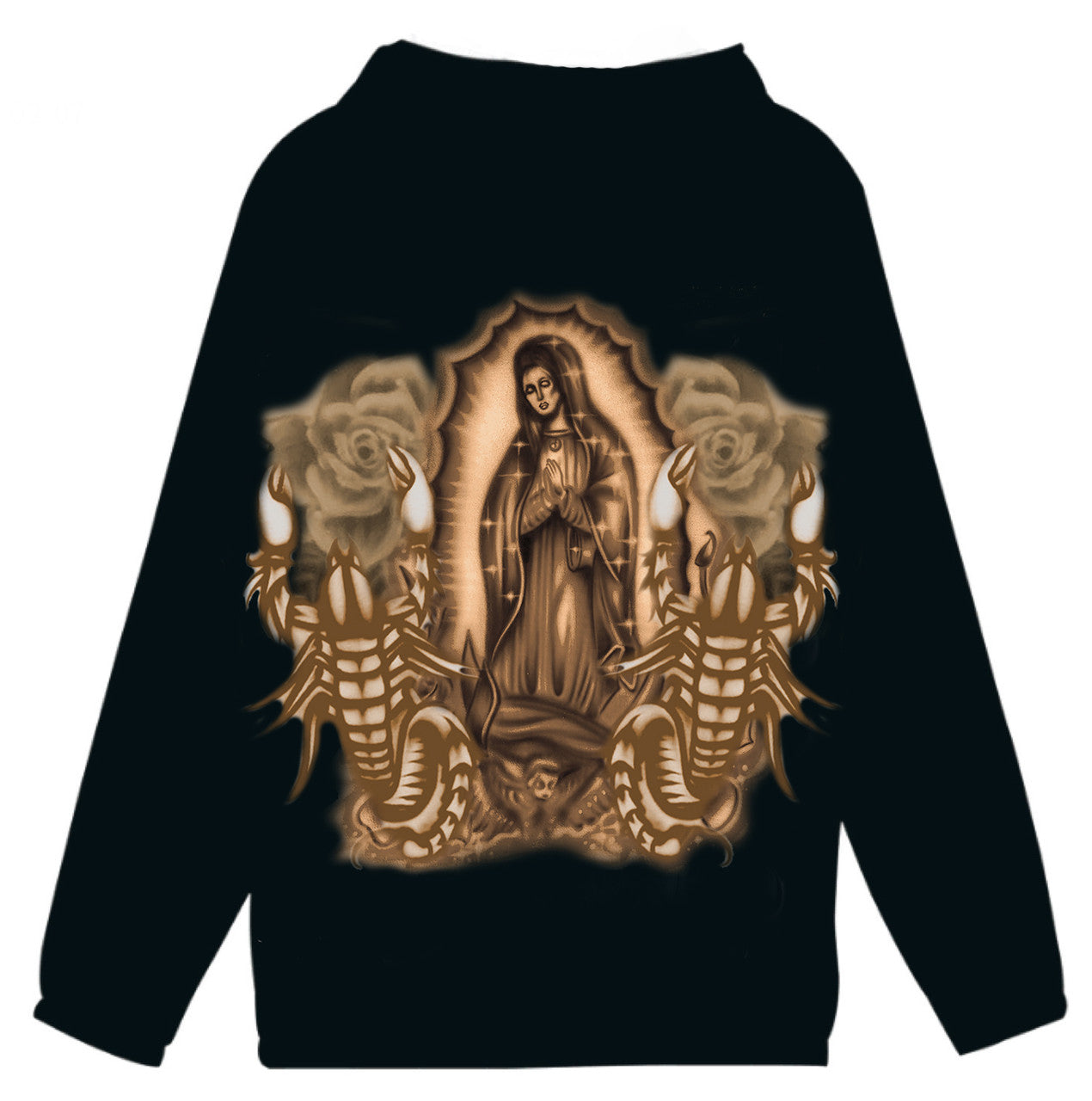 Limited Edition 'Always Blessed, Forever Protected' Airbrushed Cut & Sew Hooded Fleece Lined Windbreaker (Black)