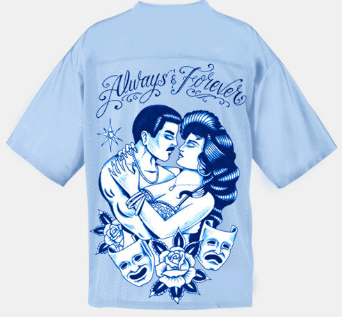 Limited Edition 'Always & Forever' Cut & Sew Football Jersey (Baby Blue)