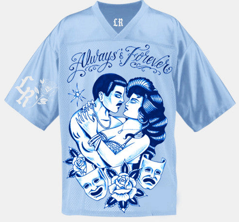 Limited Edition 'Always & Forever' Cut & Sew Football Jersey (Baby Blue)