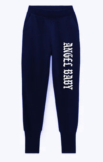 Angel Baby Puff Print Jogger Set (Hoodie & Joggers) Navy