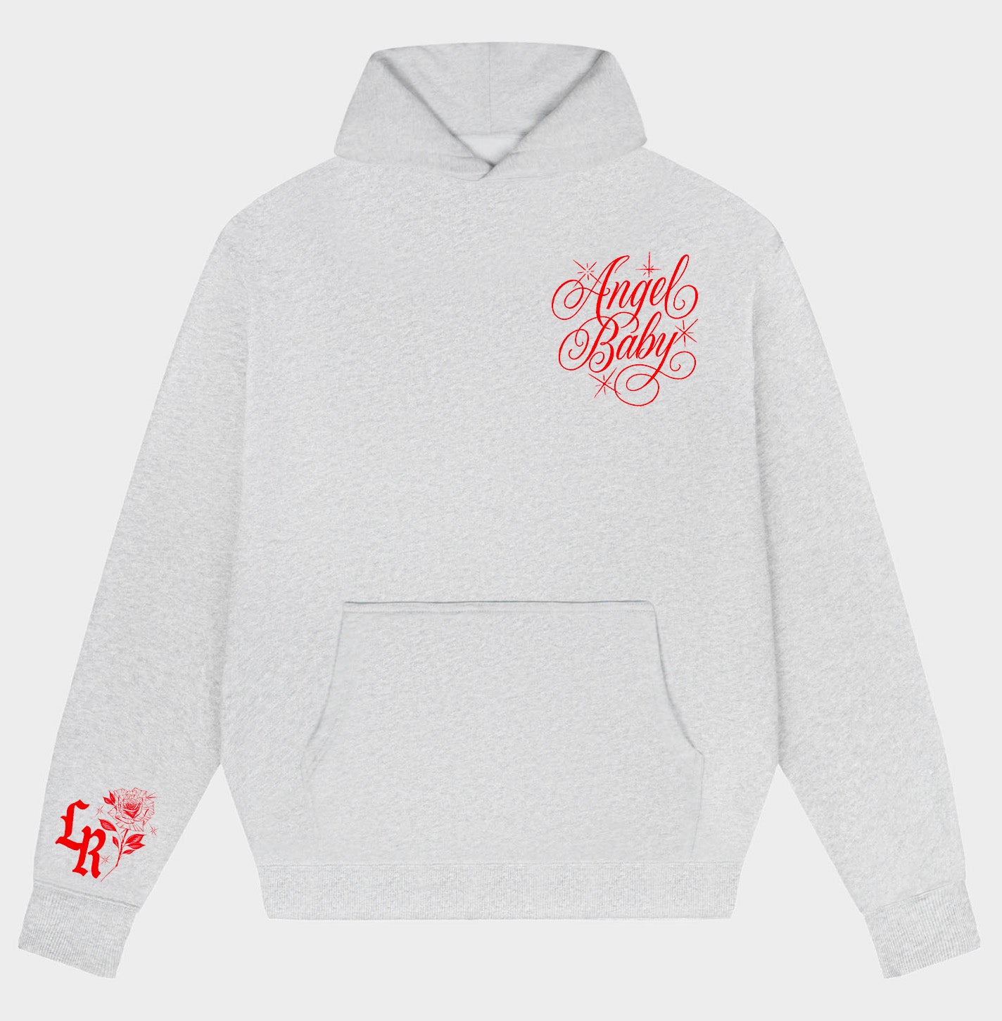 'JUST LIKE HEAVEN' Pen & Ink Pullover Hoodie (Sport Grey/Red)