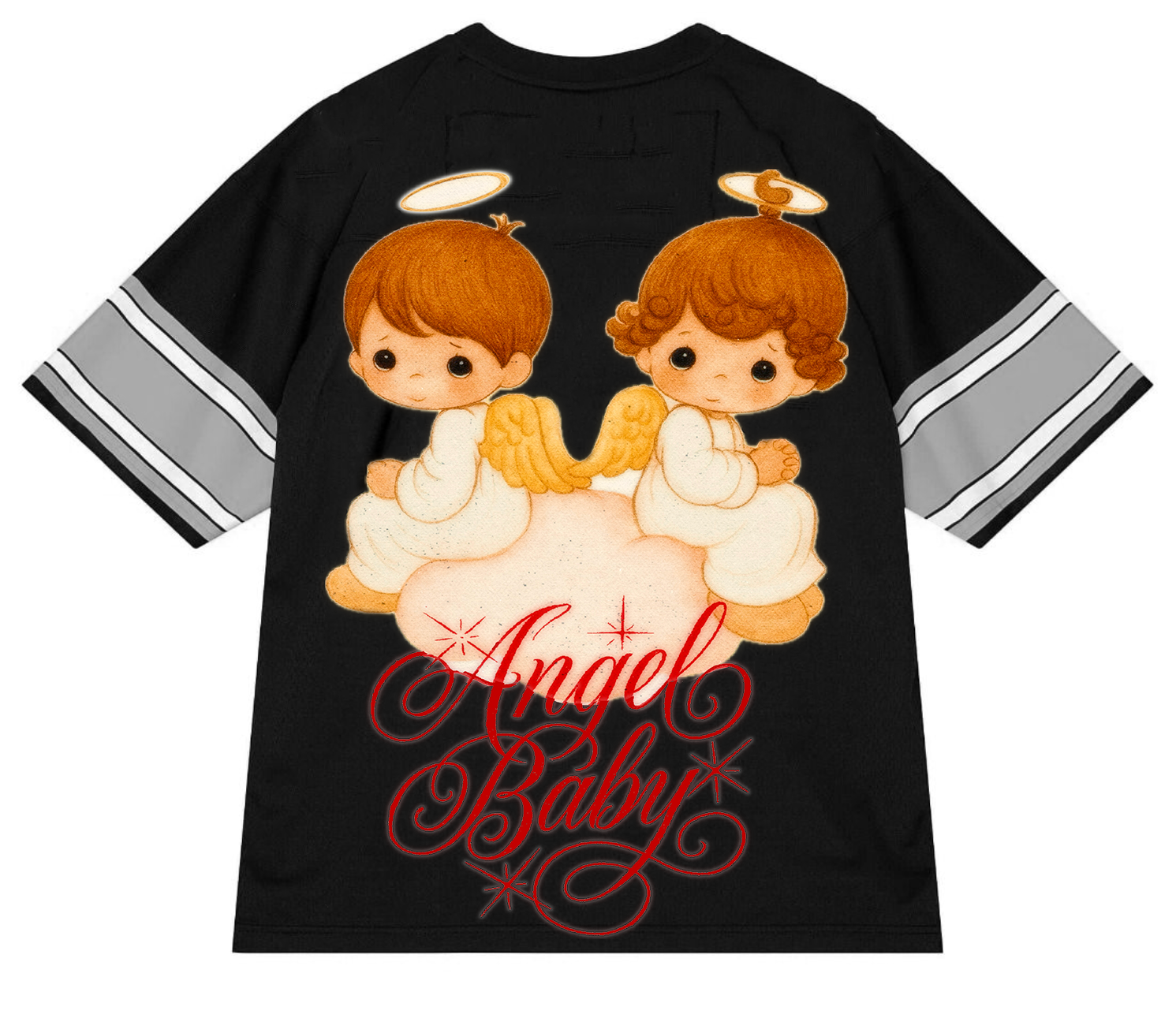 Ultra Premium 'Just Like Heaven' Pen & Ink Cut & Sew Striped Short Sleeve Football Jersey (Black/Grey)