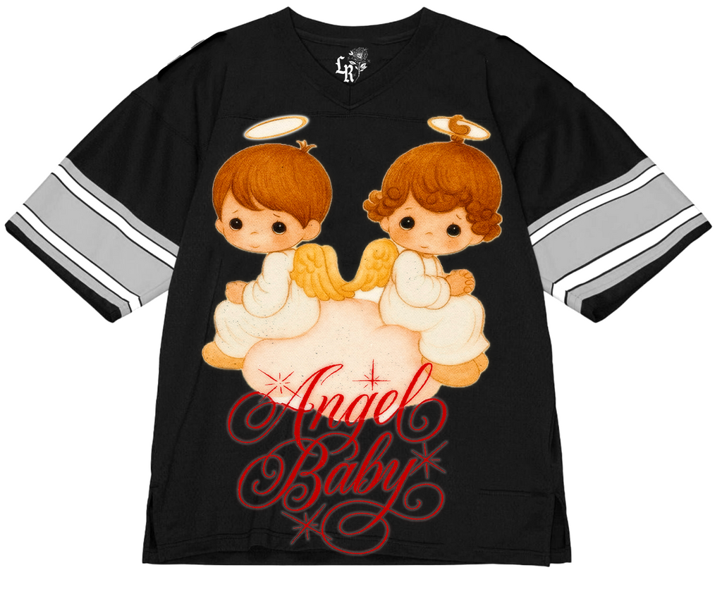 Ultra Premium 'Just Like Heaven' Pen & Ink Cut & Sew Striped Short Sleeve Football Jersey (Black/Grey)