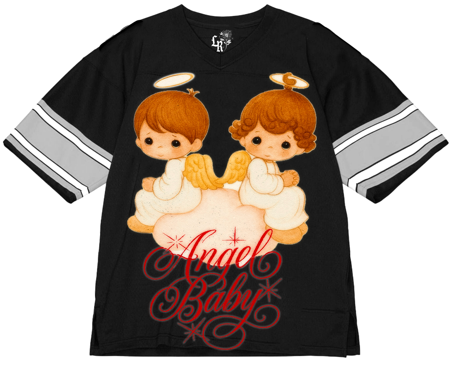 Ultra Premium 'Just Like Heaven' Pen & Ink Cut & Sew Striped Short Sleeve Football Jersey (Black/Grey)