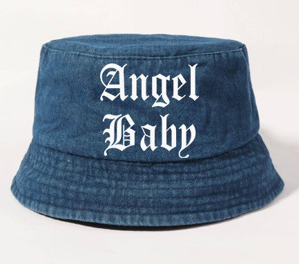 Lux Rosa 'Angel Baby' Embroidered Denim Bucket Hat (DARK DENIM)