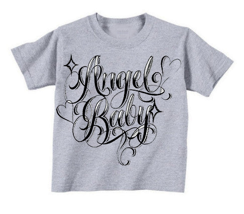 KIDS 'Angel Baby' Script Kids Shirt (Grey) Toddler-Big Kids