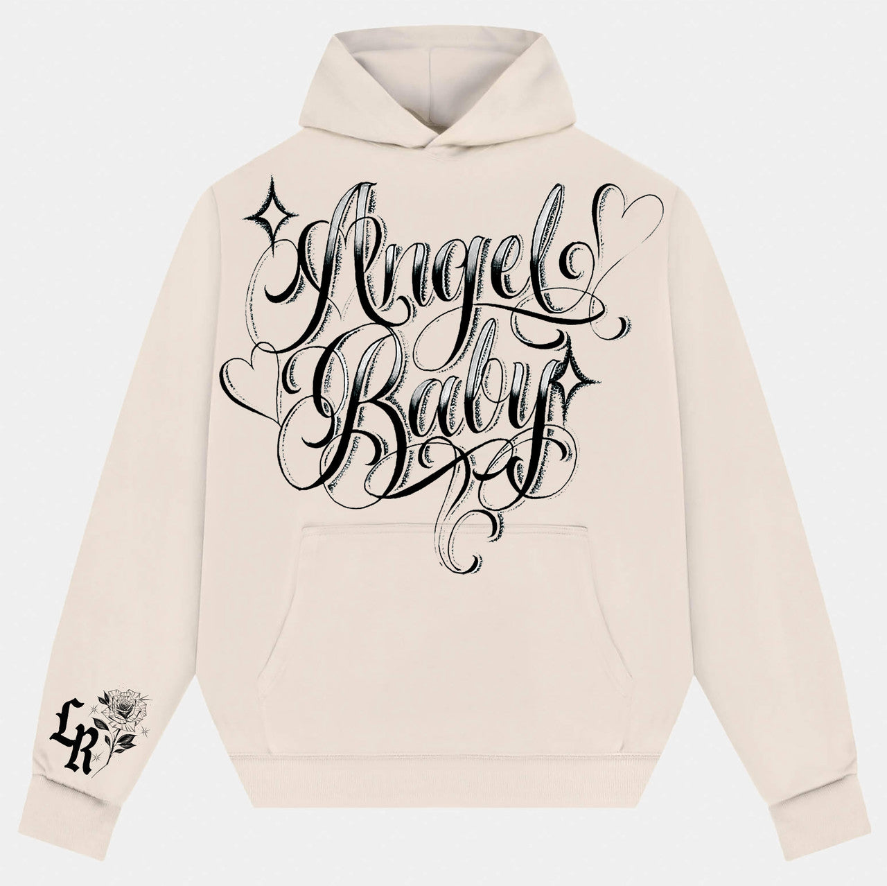 ANGEL BABY SCRIPT' Premium Fleece Pullover Hoodie (TAN)