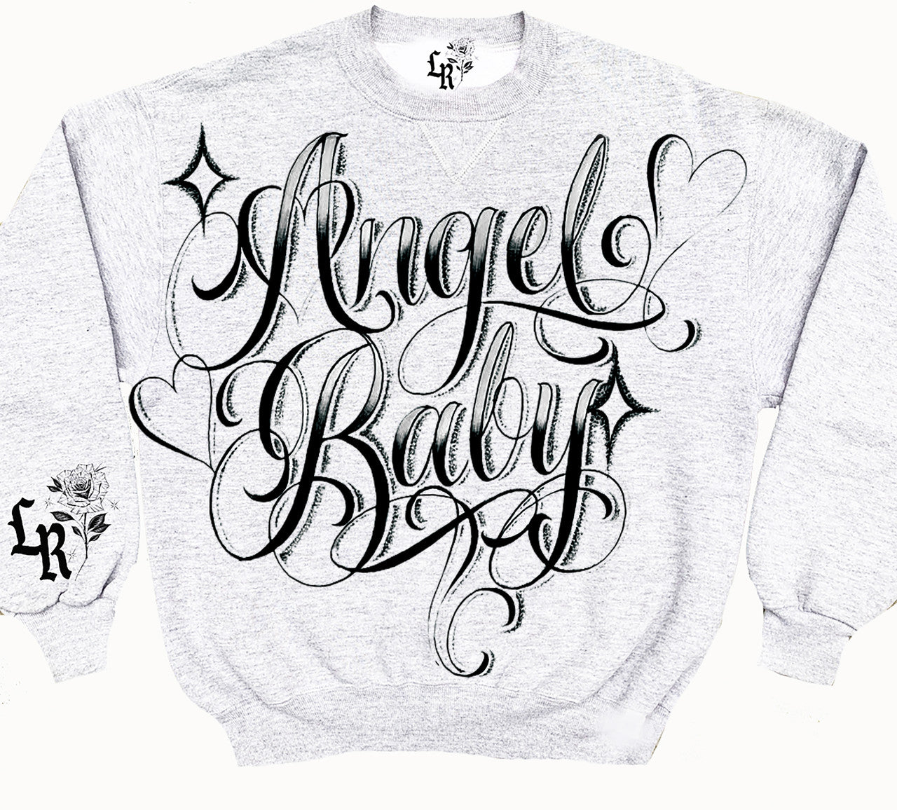 ANGEL BABY' Script Crewneck (Grey)