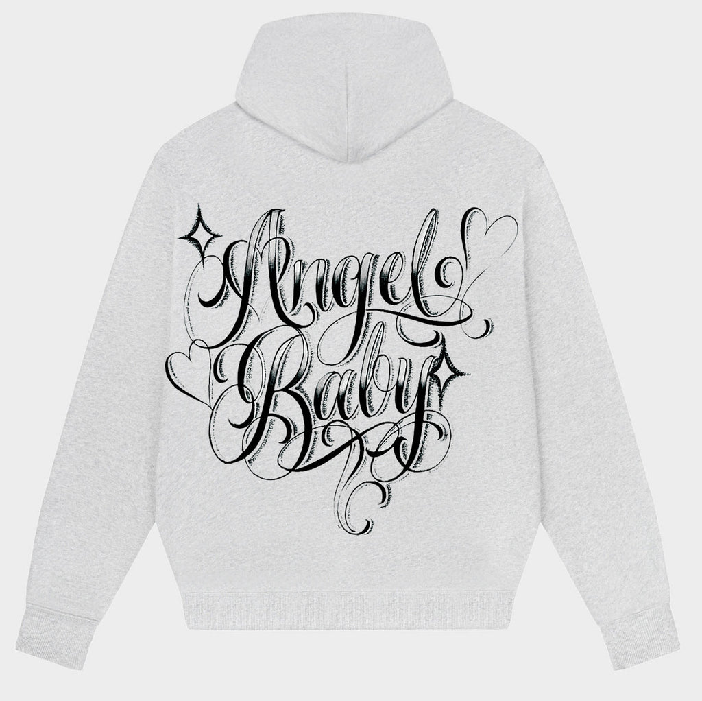 Angel Baby' Script Zip-Up Hoodie (Grey)