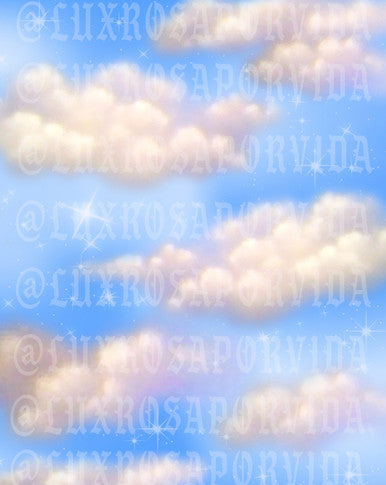 Glamour Shotz 'Angel Eyez In Bright Blue Skies' Airbrushed Backdrop Blue/White (Extra Large)