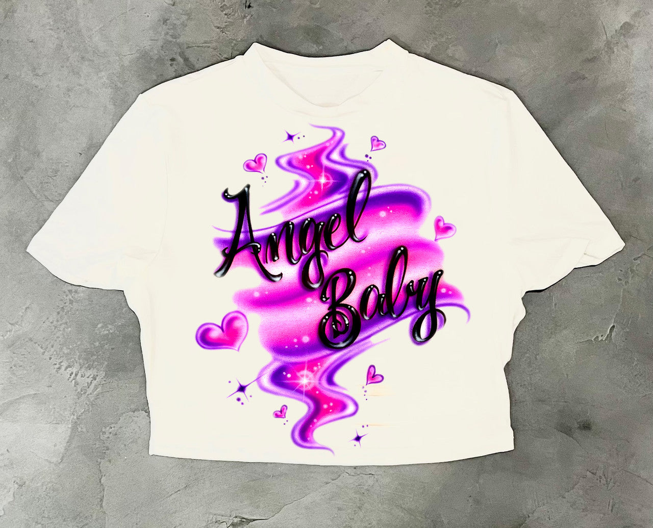 Limited Edition 'ANGEL OF MY EYEZ' Airbrushed White Crop Tee