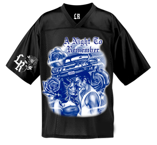 LR 'A Night To Remember' Airbrushed Cut & Sew Football Jersey (Black/Blue)
