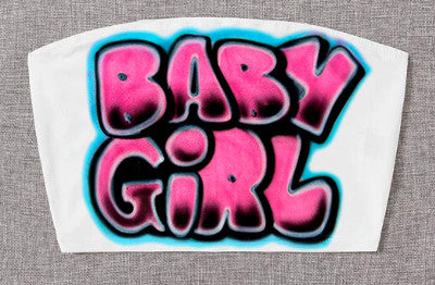BABY GIRL Airbrushed Tube Top (White) *Limited Edition