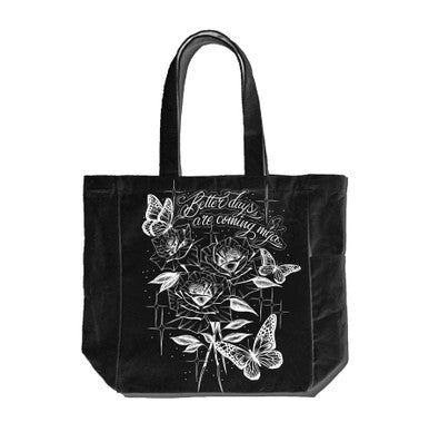 'Better Days Are Coming' Pen & Ink Large Tote Bag (Black)