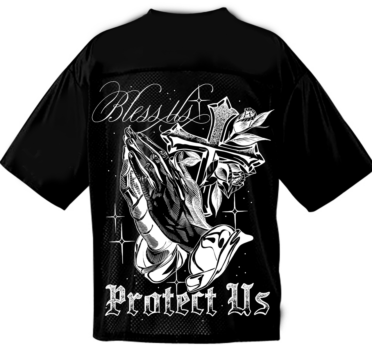 Limited Edition 'Always Blessed, Forever Protected' Pen & Ink Cut & Sew Football Jersey (Black)