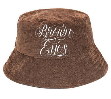 Lux Rosa 'Brown Eyes' Script Embroidered Corduroy Bucket Hat (CHOCOLATE)