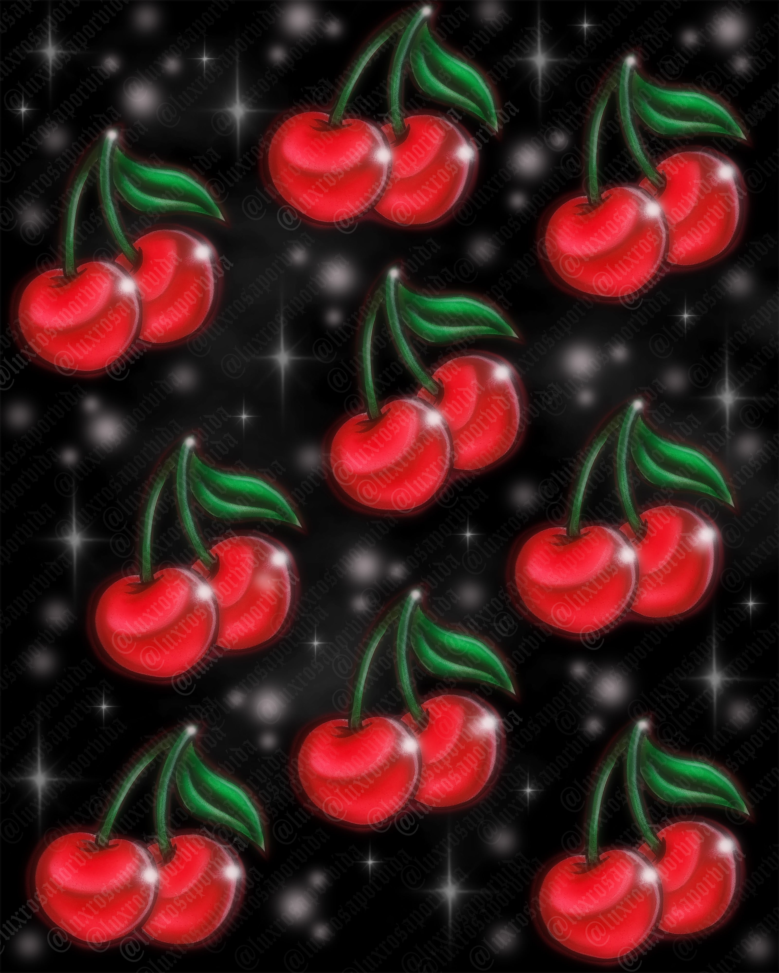 Early 2000s Y2K 'MIDNIGHT CHERRY' Airbrush Old School Glamour Shots 90s Backdrop (Blk/Red) (Extra Large)