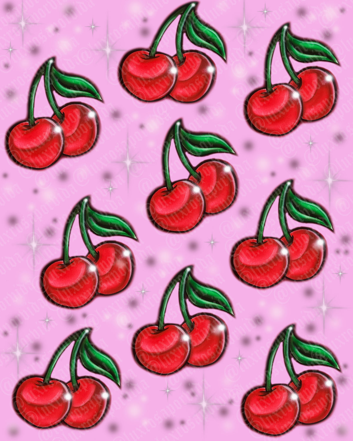 Early 2000s Y2K 'CHERRY BUBBLEGUM' Airbrush Old School Glamour Shots 90s Backdrop (Bubblegum/Red) (Extra Large)