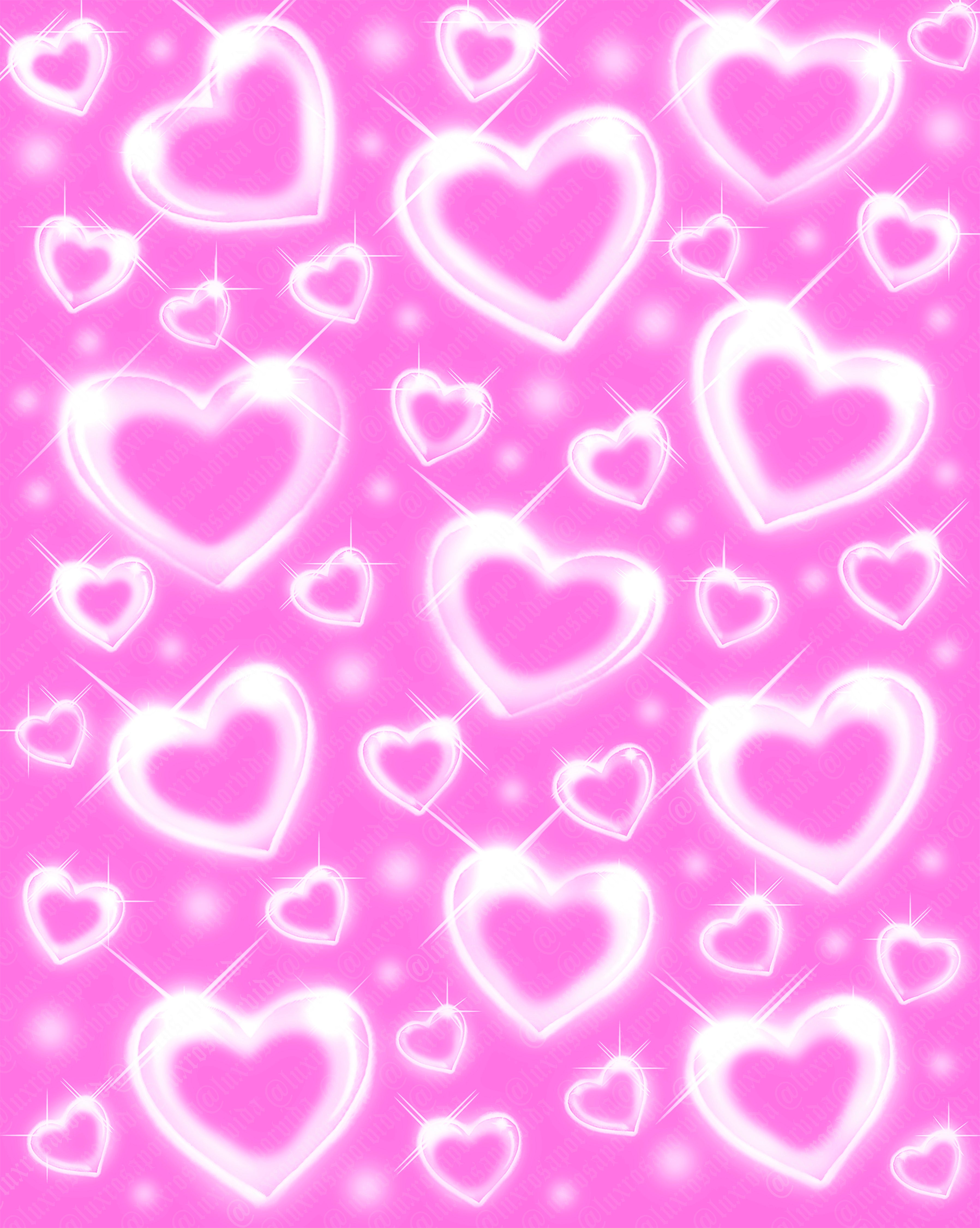 Y2K Early 2000s Airbrush 'Heart Of Chrome' Old School 90s Heart Glamour Shots Backdrop (BUBBLEGUM PINK/WHITE) (Extra Large)