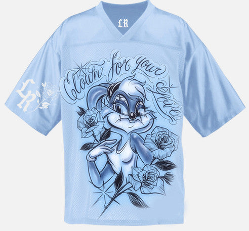 LIMITED EDITION 'Clown 4 Your Love' Pen & Ink & Sew Football Jersey (BABY BLUE)