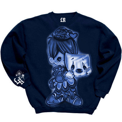 Limited Edition 'Laugh Now. Cry Later' PM Airbrushed Crewneck (Navy)