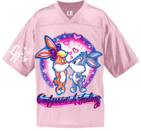 Confessin A Feeling' Airbrushed Cut & Sew Football Jersey (PINK)