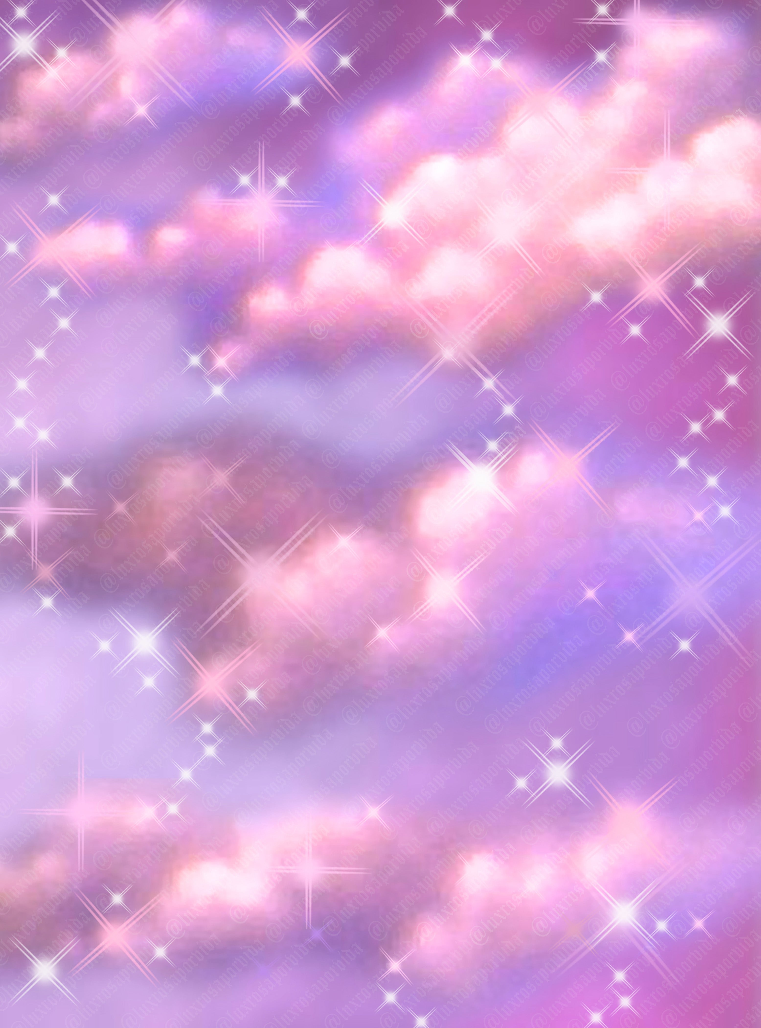 Y2K Airbrush Early 2000s 'Cotton Candy & Sorbet Skies' Cloud 90s Old School Star Shots Backdrop (Pink/Purple) (Extra Large)