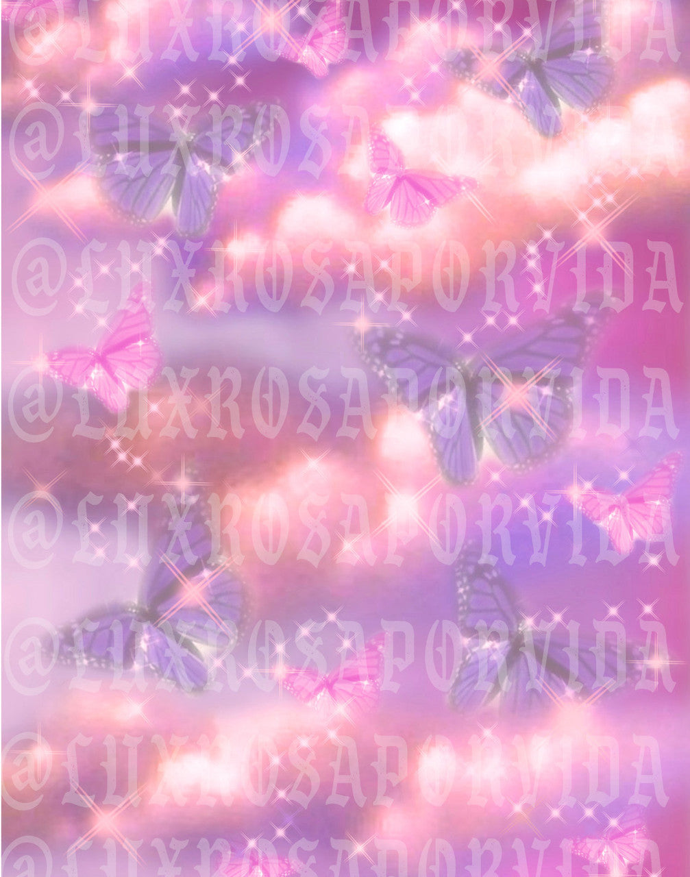 Glamour Shotz  Airbrushed 'Cotton Candy & Butterflies' Backdrop (Pink/Purple) (Extra Large)