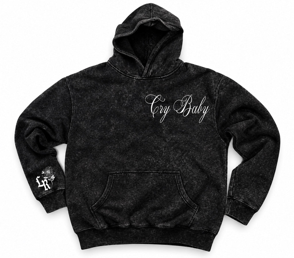 Limited Edition 'CRY BABY BOOP' Ultra Premium Heavy Mineral Washed Pullover Hoodie (MINERAL WASHED BLACK)