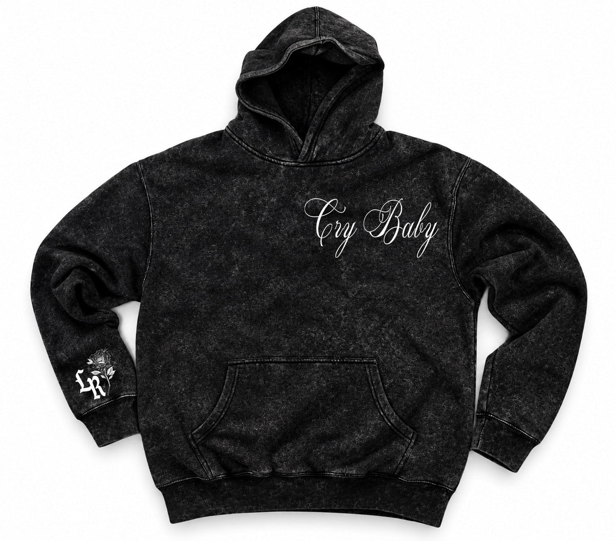 Limited Edition 'CRY BABY BOOP' Ultra Premium Heavy Mineral Washed Pullover Hoodie (MINERAL WASHED BLACK)
