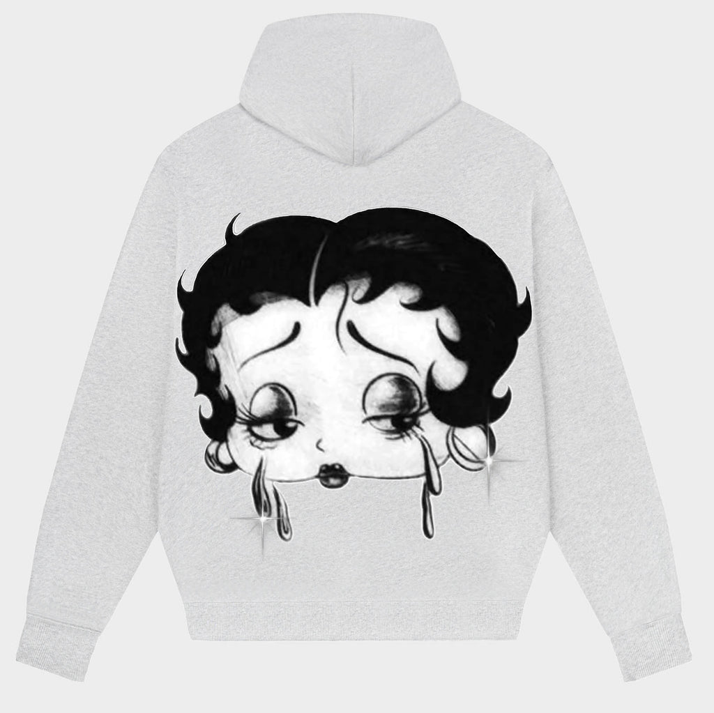'CRY-BABY BOOP' Pen & Ink Premium Fleece Pullover Hoodie (GREY)