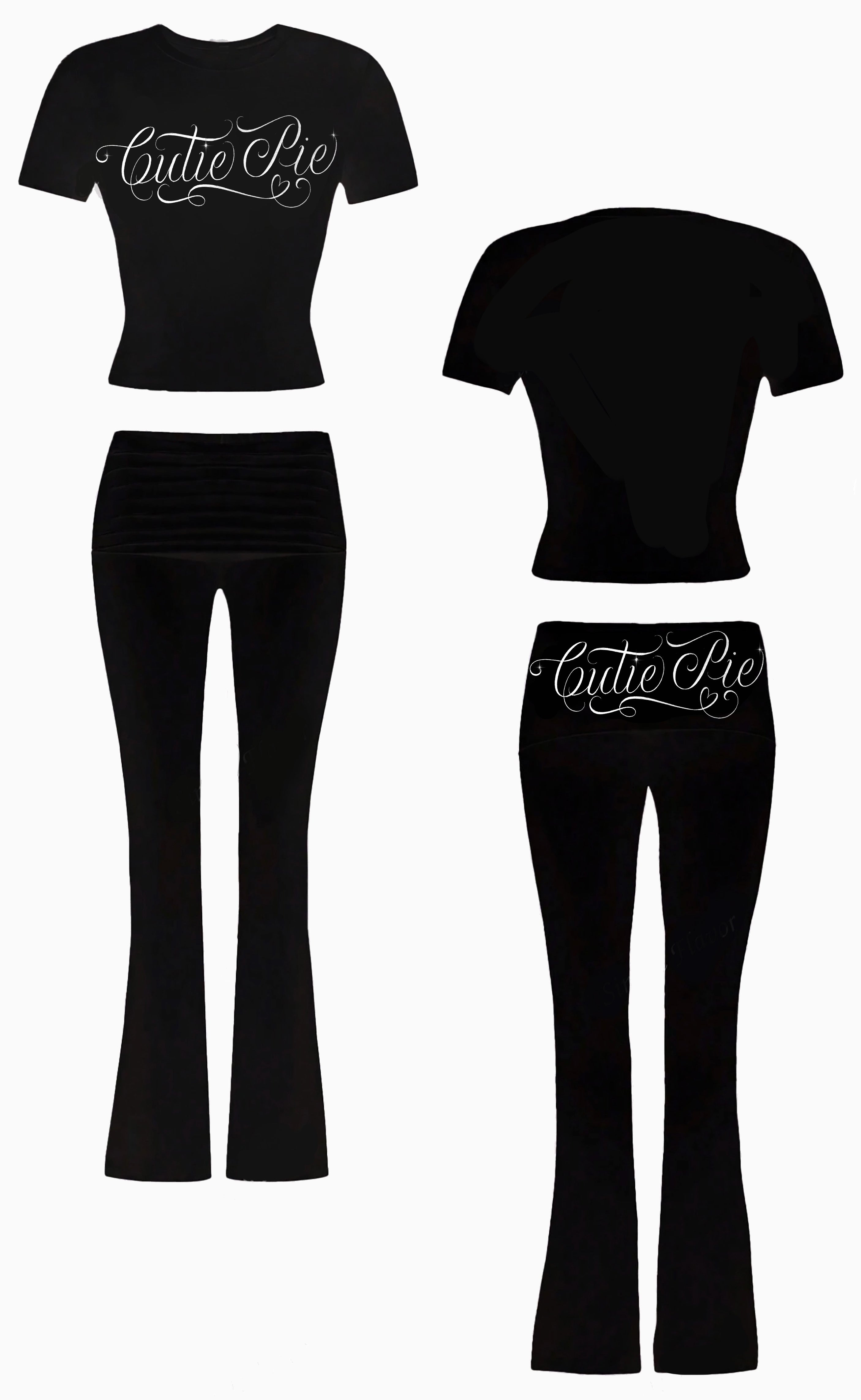 Limited Edition 'CUTIE PIE' Script Shirt & Leggings Loungewear Set (BLACK)