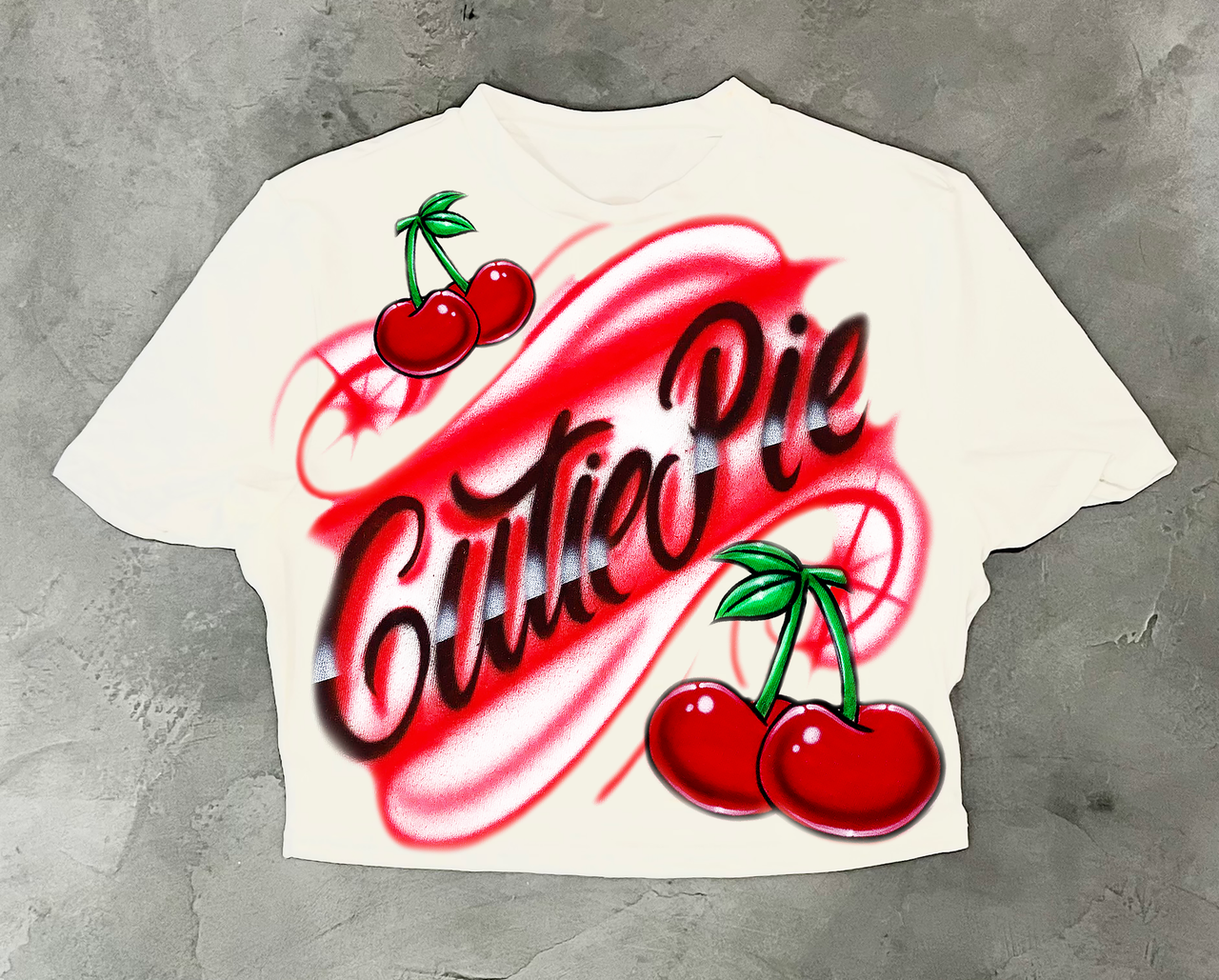 Limited Edition 'CUTIE PIE' Airbrushed White Crop Tee
