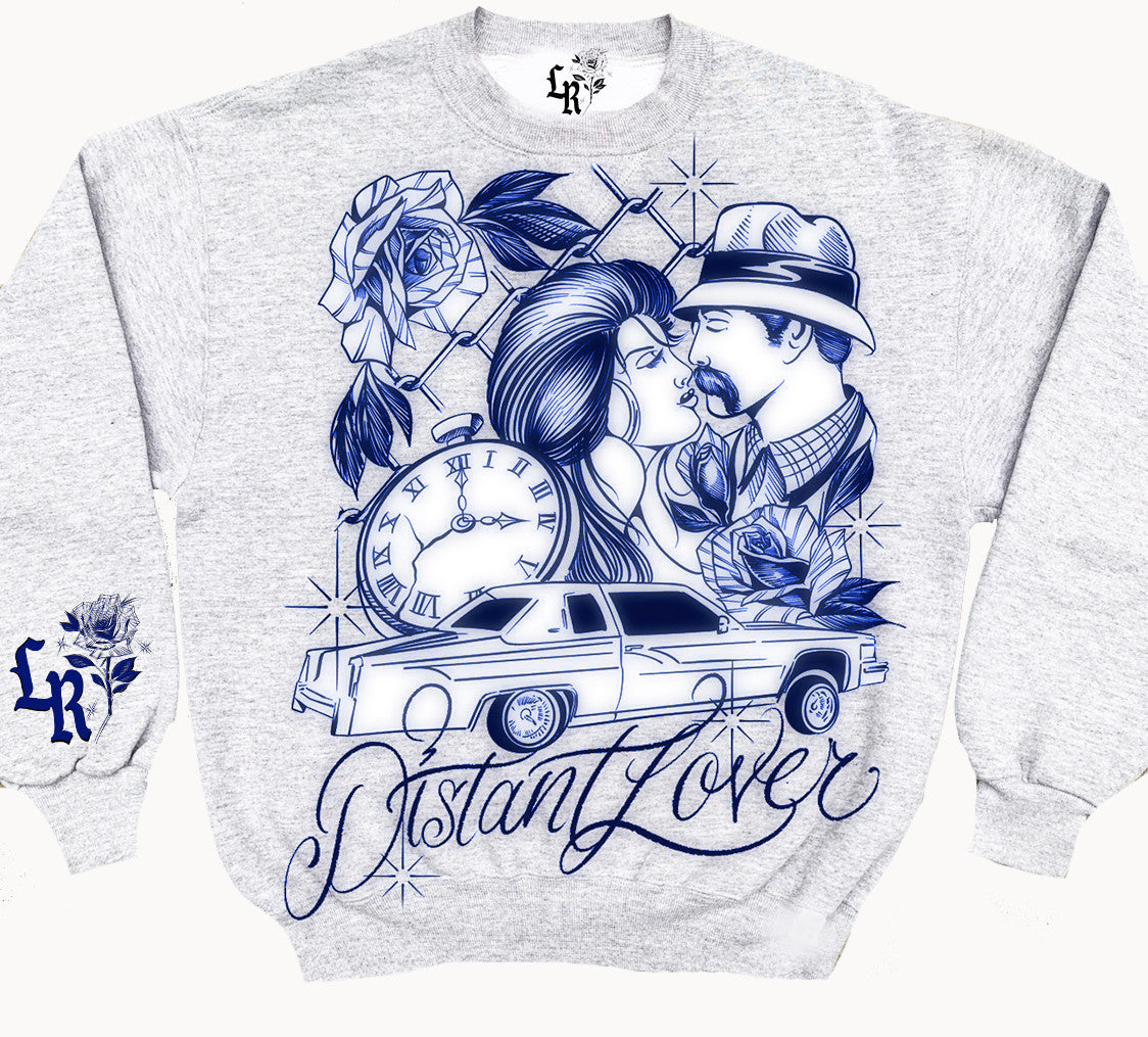Limited Edition 'Distant Lover' Pen & Ink Crewneck (Grey/Blue)