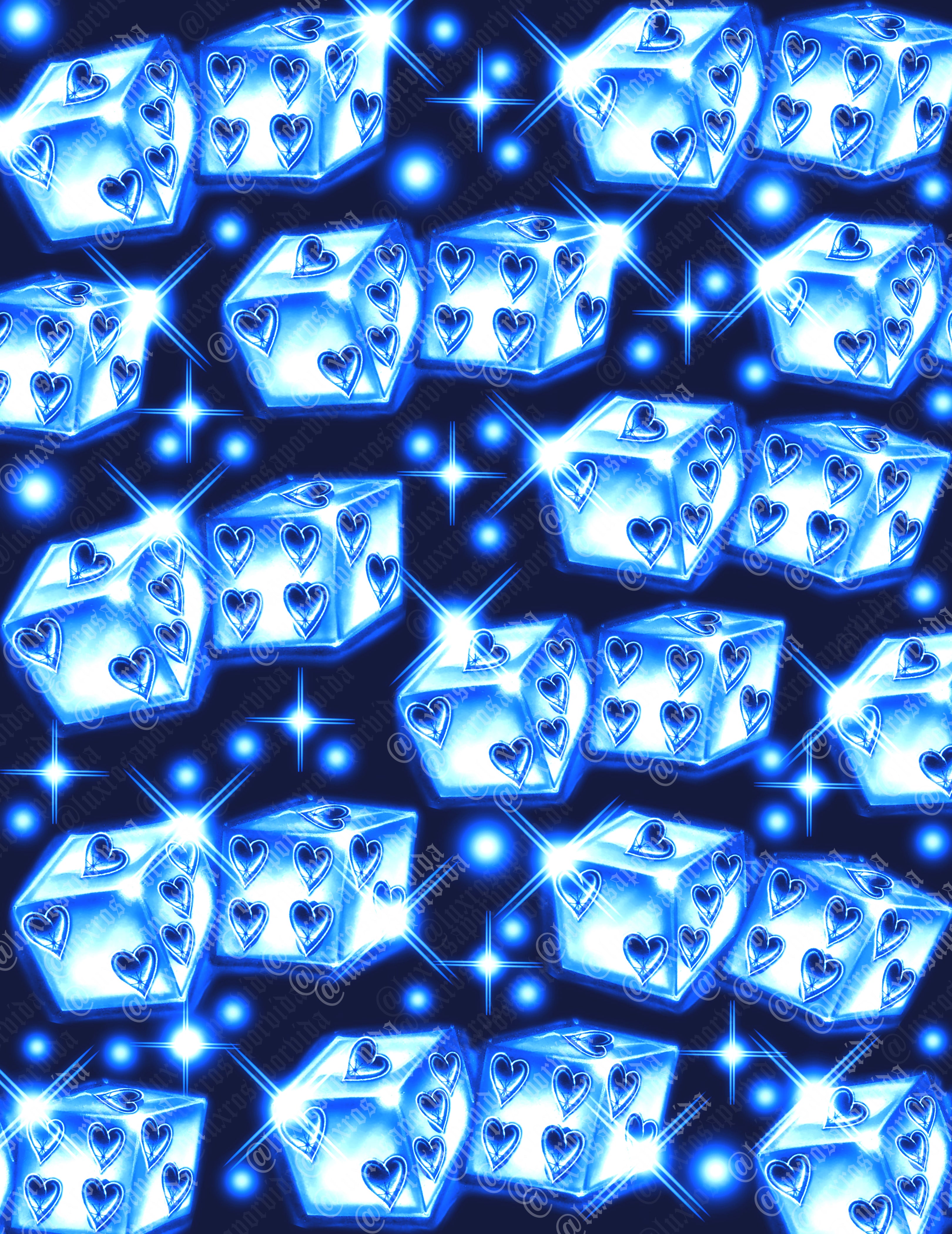 Y2K Early 2000s 'Don't Play With My Heart' Dice Airbrush 90s Old School Backdrop (BLUE) (Extra Large)