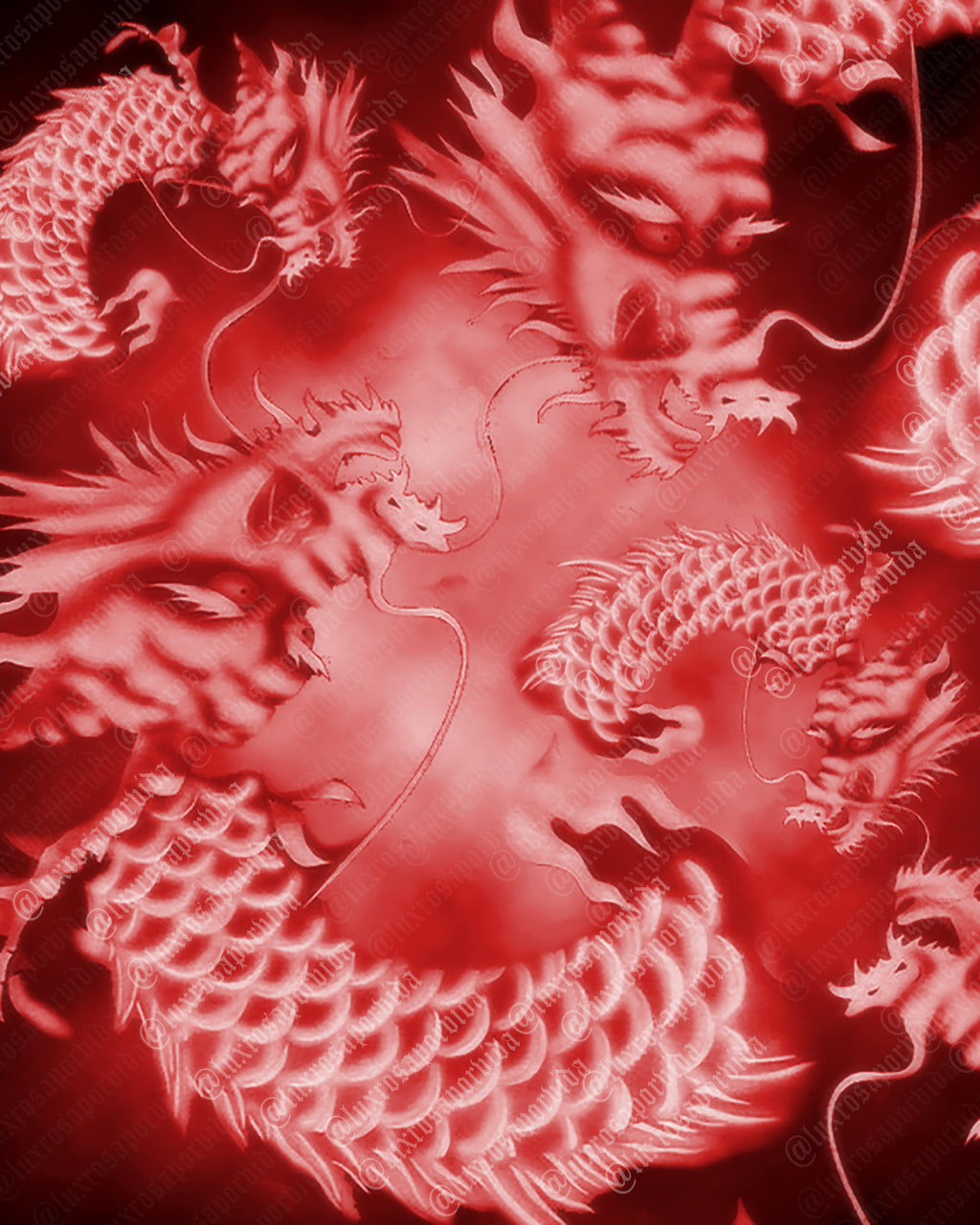 Y2K Early 2000s RED DRAGON Airbrush 90s Star Shots Old School Backdrop RED (X-Large)