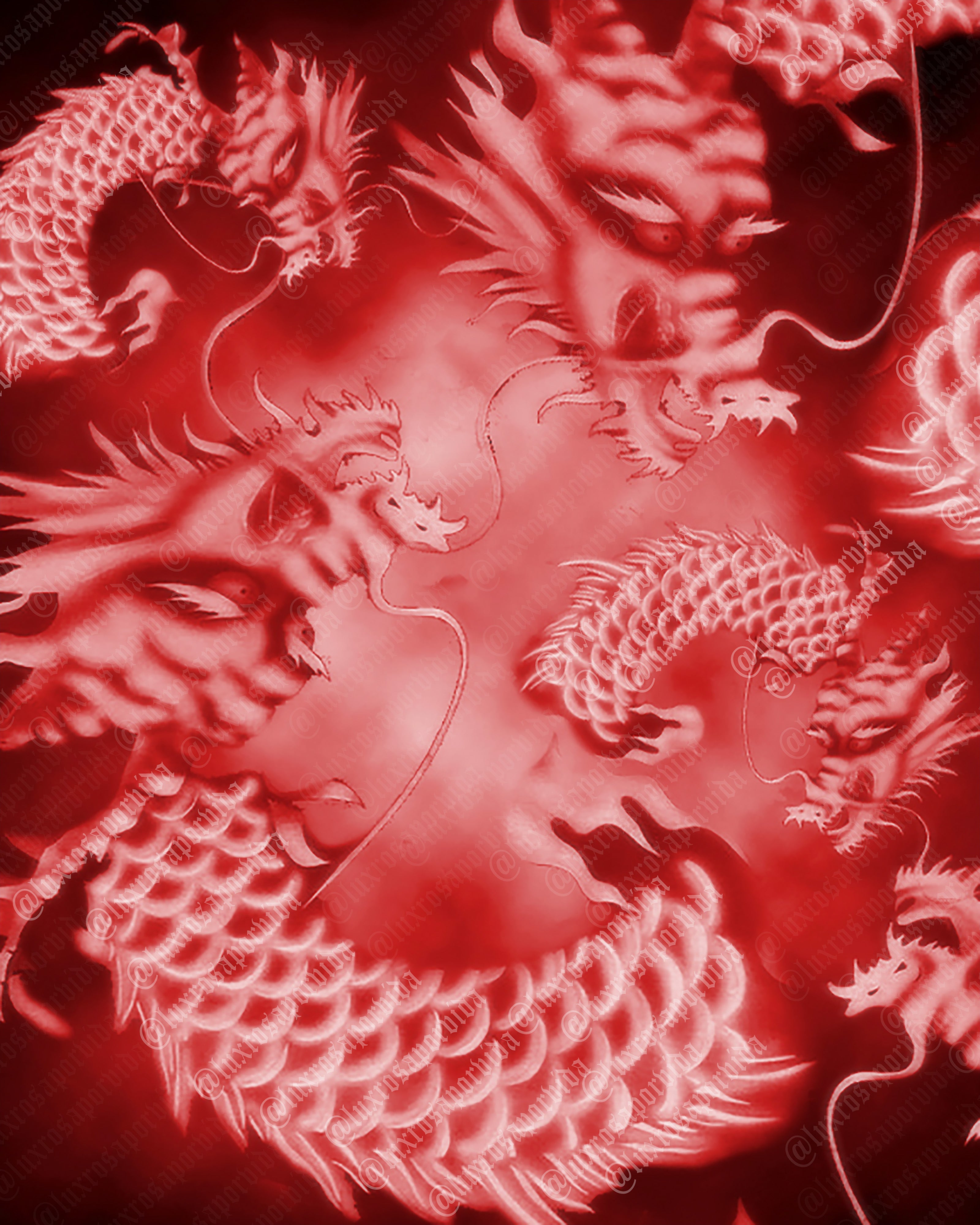 Y2K Early 2000s RED DRAGON Airbrush 90s Star Shots Old School Backdrop RED (X-Large)
