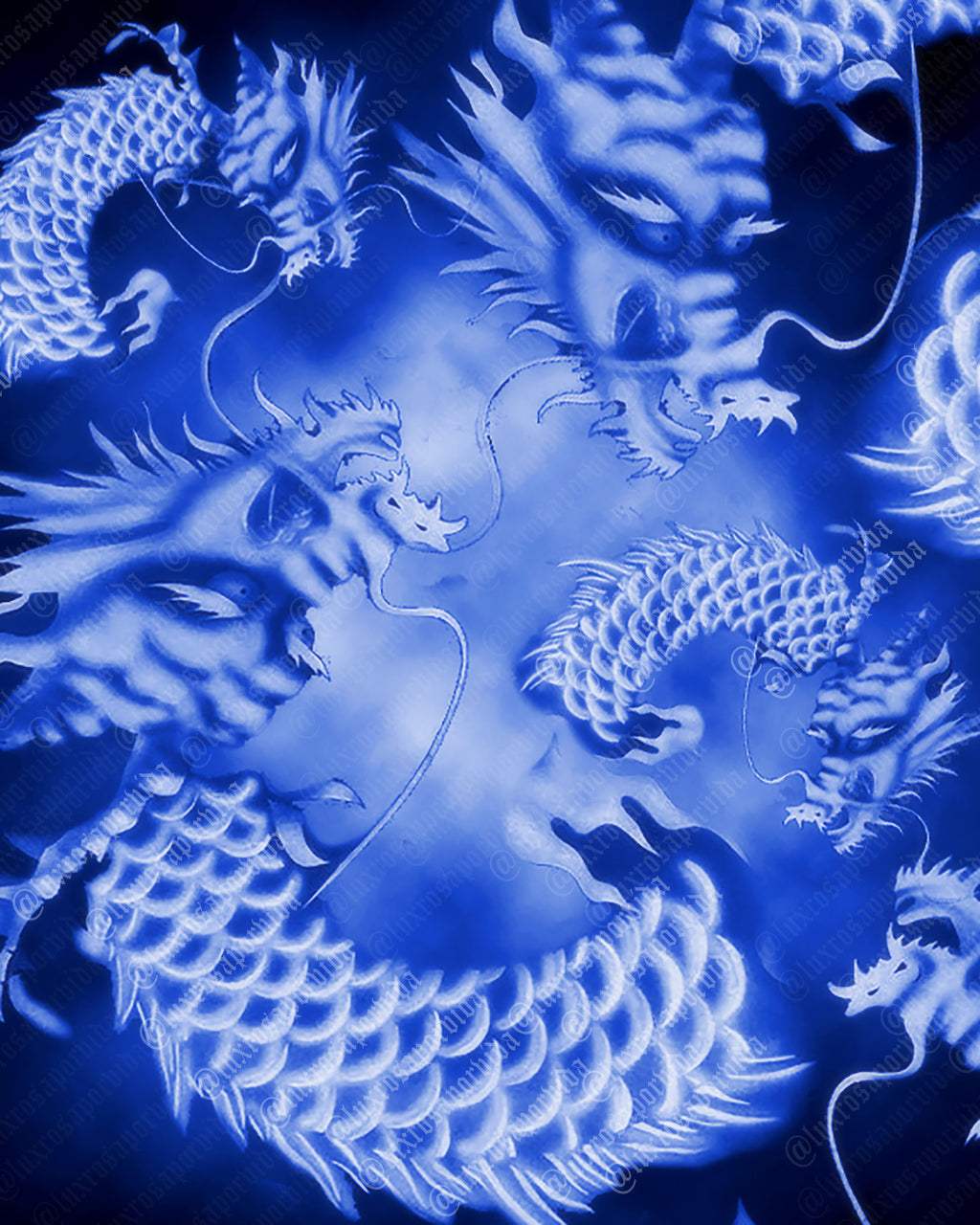 Y2K Early 2000s BLUE DRAGON Airbrush Star Shots 90s Old School Backdrop BLUE (X-Large)