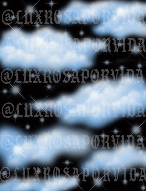 Glamour Shotz 'See You In My Dreams' Airbrushed Clouds Backdrop Black/Blue (Extra Large)