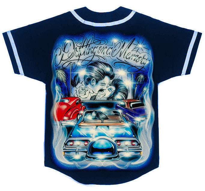 LR 'Drifting On A Memory' Pen and Ink Cut & Sew Baseball Jersey (NAVY)