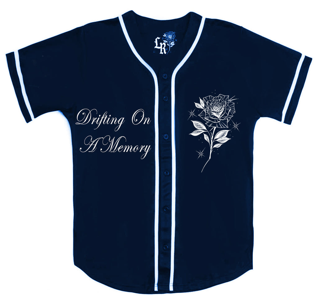 LR 'Drifting On A Memory' Pen and Ink Cut & Sew Baseball Jersey (NAVY)
