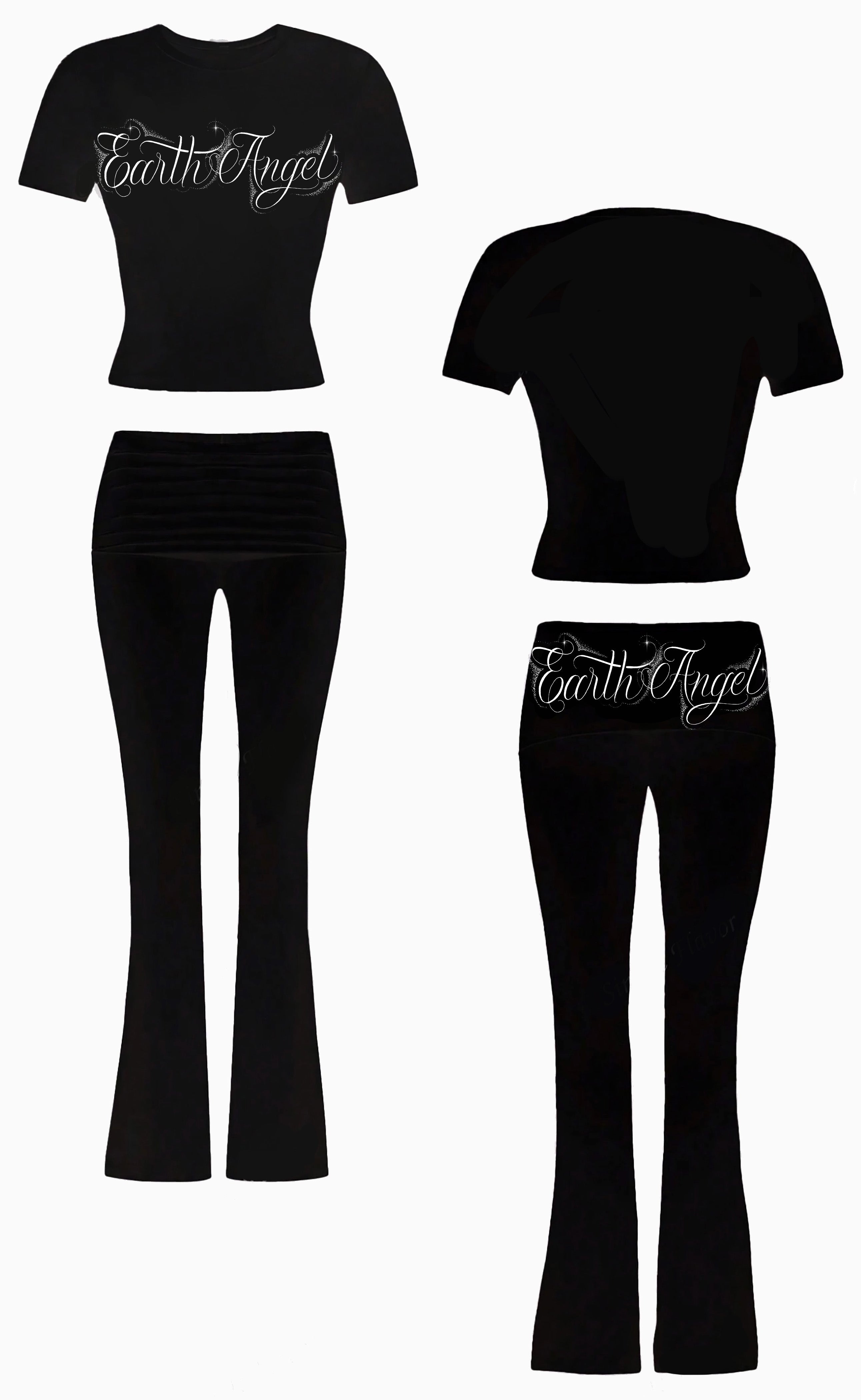 Limited Edition 'EARTH ANGEL' Script Shirt & Leggings Loungewear Set (BLACK)