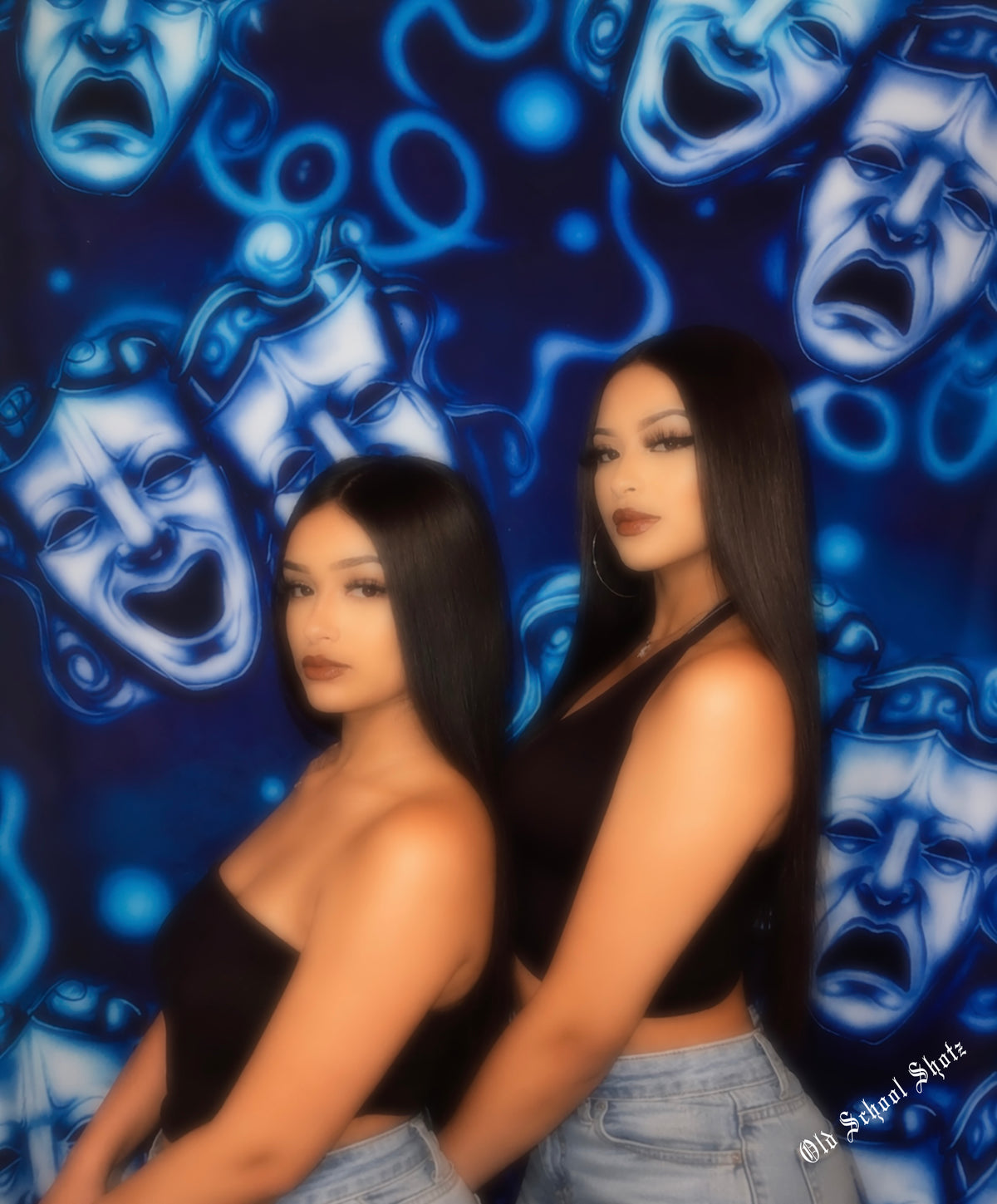 Airbrush Y2K Early 2000s 'Emotions' Ombré Old School 90s Professional Backdrop (DEEP GREEN/DEEP BLUES) (Extra Large)