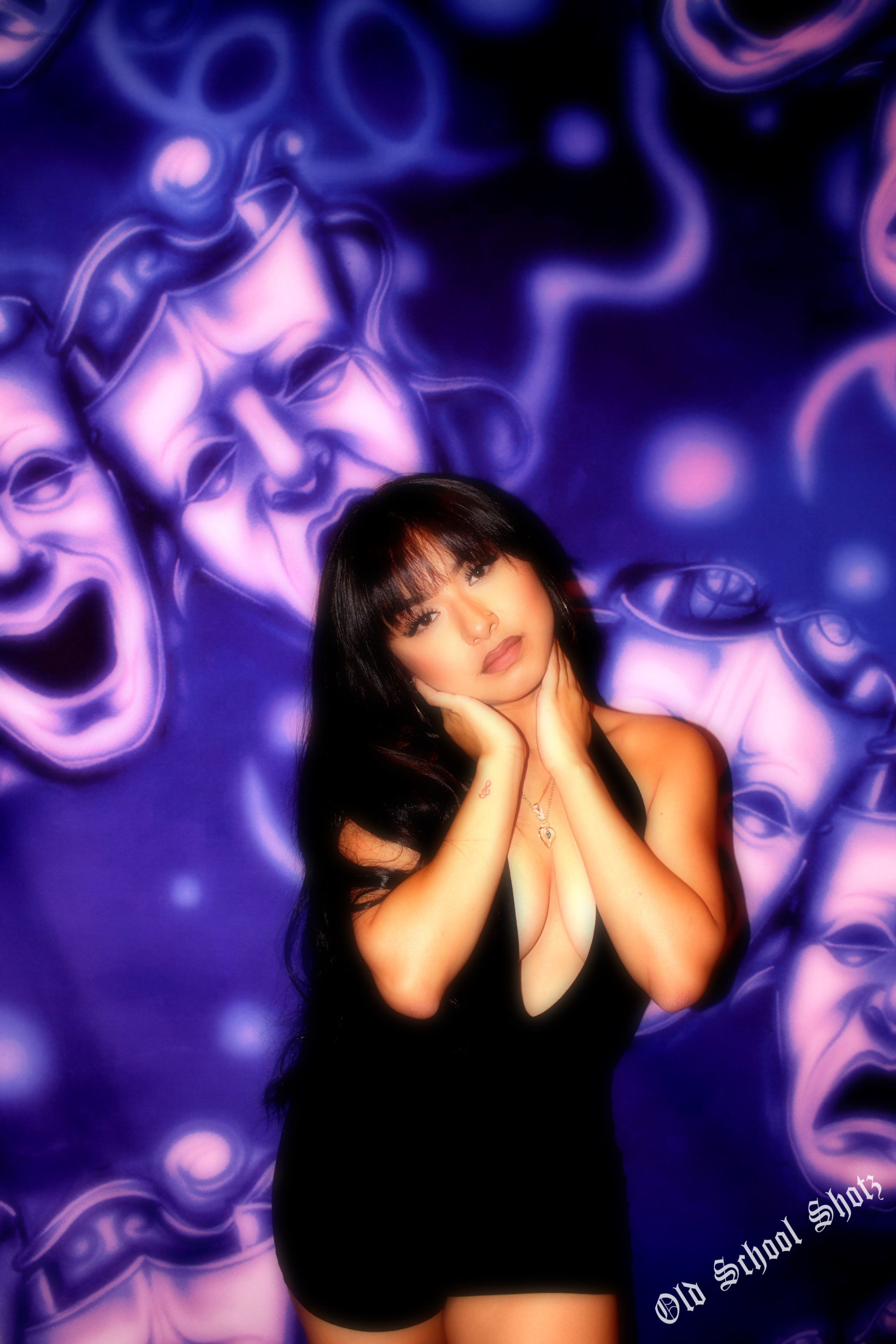 EXTRA EXTRA EXTRA XXXL EARLY 2000s Y2K EMOTIONS 'SMILE TOGETHER CRY TOGETHER' Glamour ShotsAirbrush 90s Backdrop (PURPLE PINK OMBRÉ) (XXXL) Exclusive/Limited Edition!!