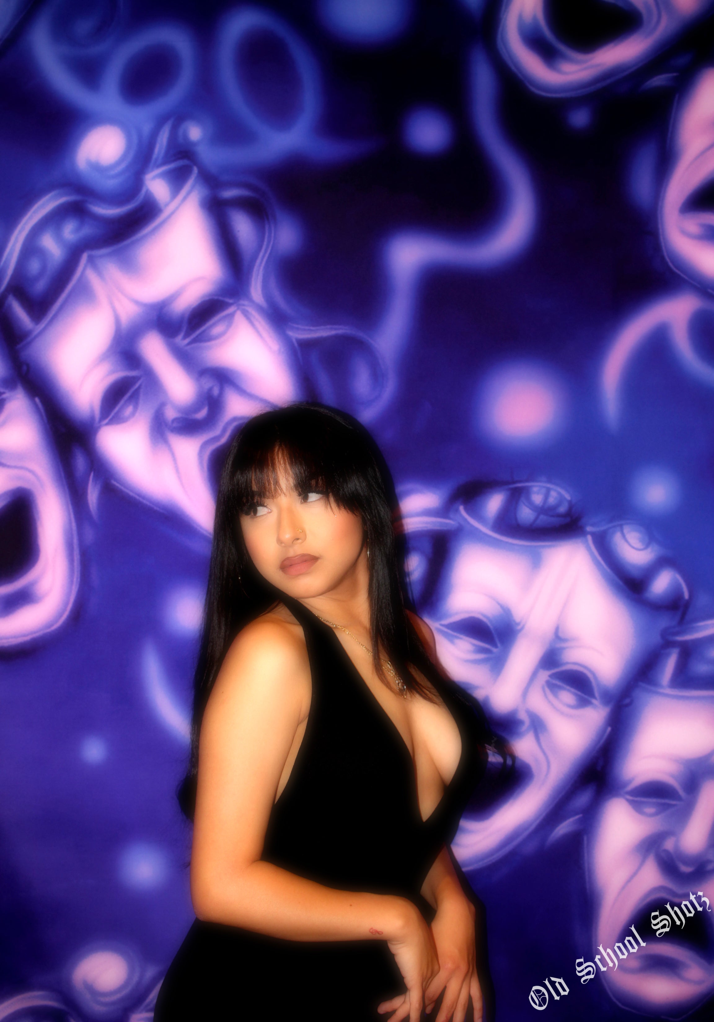 EXTRA EXTRA EXTRA XXXL EARLY 2000s Y2K EMOTIONS 'SMILE TOGETHER CRY TOGETHER' Glamour ShotsAirbrush 90s Backdrop (PURPLE PINK OMBRÉ) (XXXL) Exclusive/Limited Edition!!
