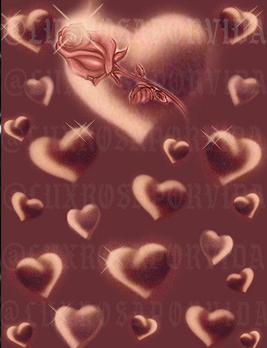 Early 2000s Y2K 'Fire & Desire' Airbrush 90s Glamour Shots Valentine Backdrop (BROWN) (Extra Large)